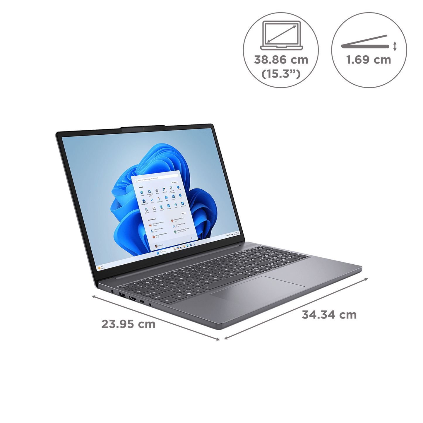 Lenovo IdeaPad Slim 3 15IRH10 Intel Core i7 13th Gen Thin & Light Laptop (16GB, 512GB SSD, Windows 11 Home, 15.3 inch WUXGA IPS Display, MS Office 2024, Luna Grey, 1.59 KG)