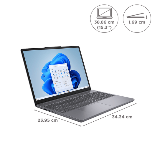 Lenovo IdeaPad Slim 3 15IRH10 Intel Core i7 13th Gen Thin & Light Laptop (16GB, 512GB SSD, Windows 11 Home, 15.3 inch WUXGA IPS Display, MS Office 2024, Luna Grey, 1.59 KG)