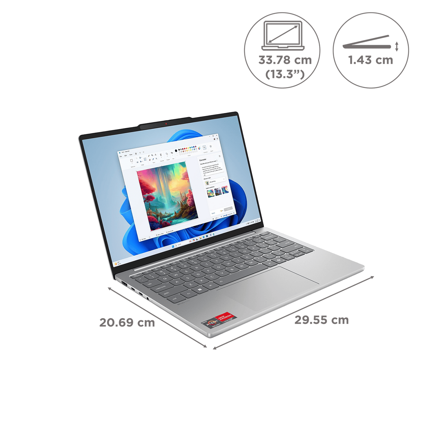 Lenovo IdeaPad Slim 5 13ARP10 AMD Ryzen 7 Thin & Light Laptop (16GB, 512GB SSD, Windows 11 Home, 13.3 inch WUXGA IPS Display, MS Office Home 2024, Cloud Grey, 1.15 KG)