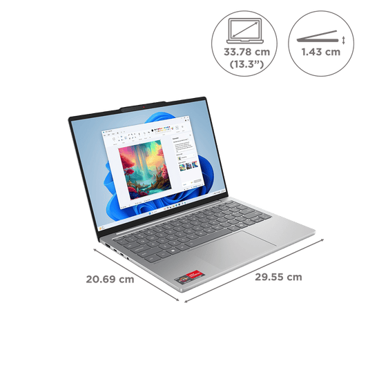 Lenovo IdeaPad Slim 5 13ARP10 AMD Ryzen 7 Thin & Light Laptop (16GB, 512GB SSD, Windows 11 Home, 13.3 inch WUXGA IPS Display, MS Office Home 2024, Cloud Grey, 1.15 KG)