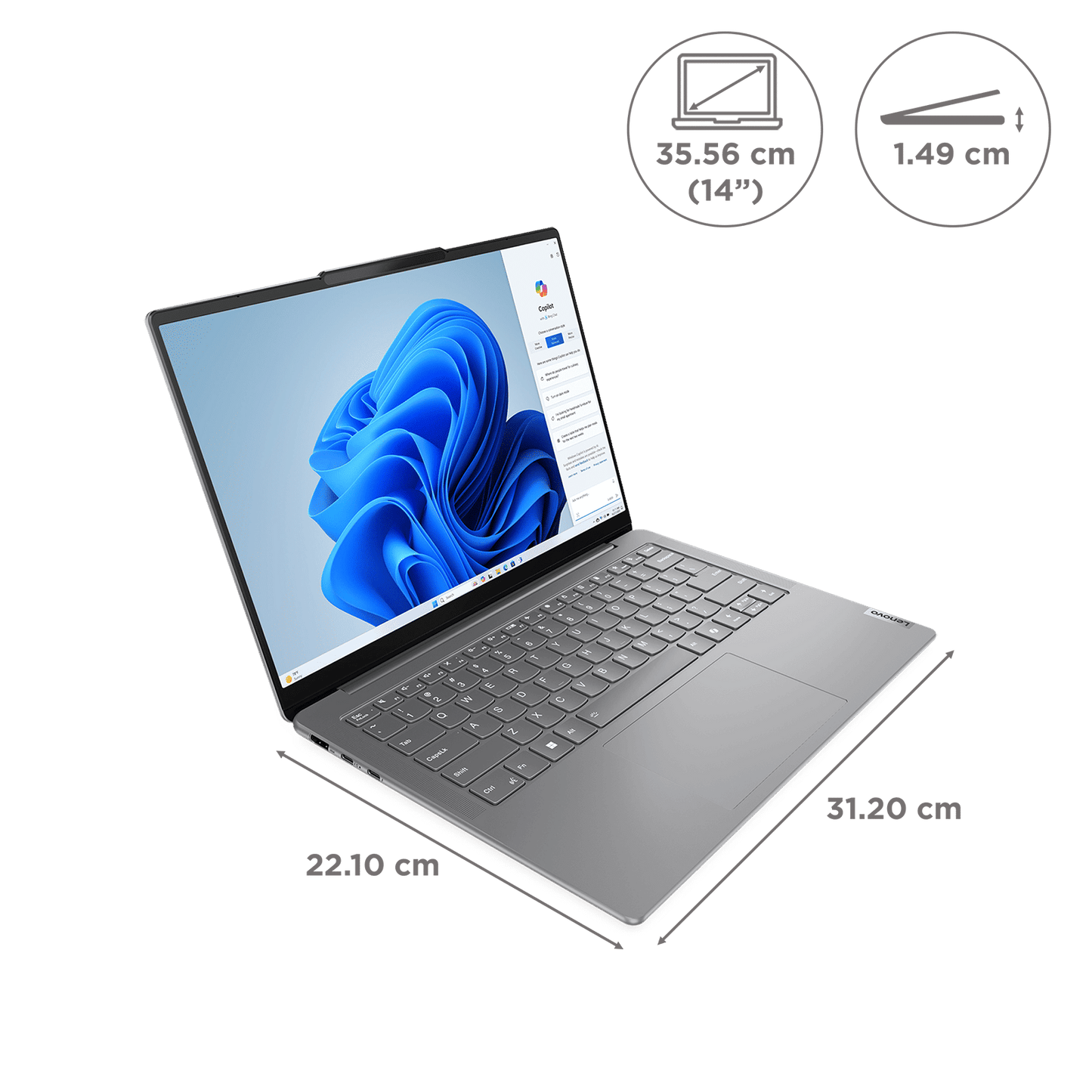 Lenovo Yoga Slim 7 14IMH9 Intel Core Ultra 5 Laptop (16GB, 1TB SSD, Windows 11 Home, 14 inch WUXGA OLED Display, MS Office 2024, Luna Grey, 1.39 KG)