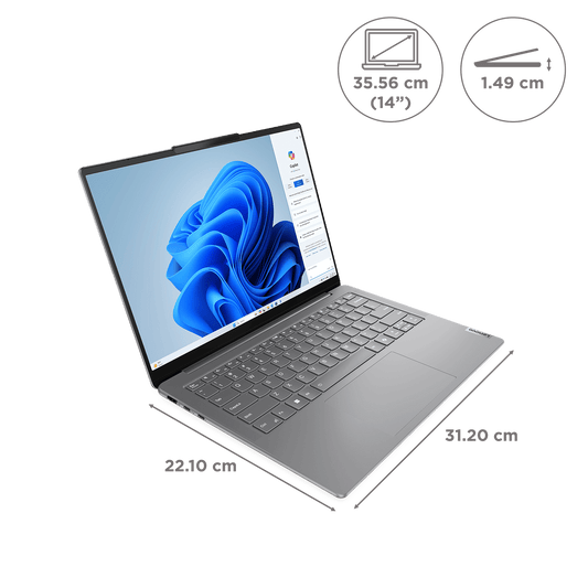 Lenovo Yoga Slim 7 14IMH9 Intel Core Ultra 5 Laptop (16GB, 1TB SSD, Windows 11 Home, 14 inch WUXGA OLED Display, MS Office 2024, Luna Grey, 1.39 KG)