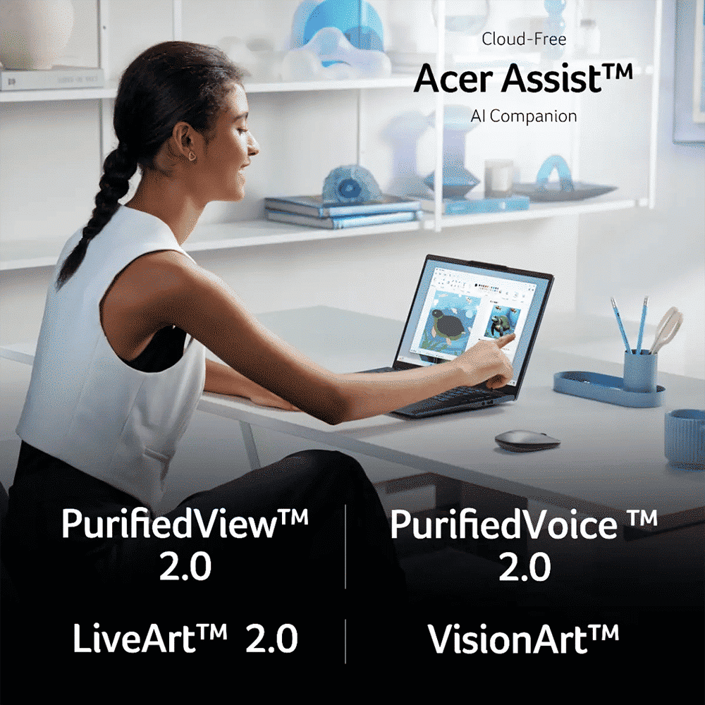 acer Swift 14 AI SF14-51 Intel Core Ultra 7 Thin & Light Laptop (16GB, 1TB SSD, Windows 11 Home, 14 inch OLED WUXGA Display, MS Office, Steam Blue, 1.28 KG)