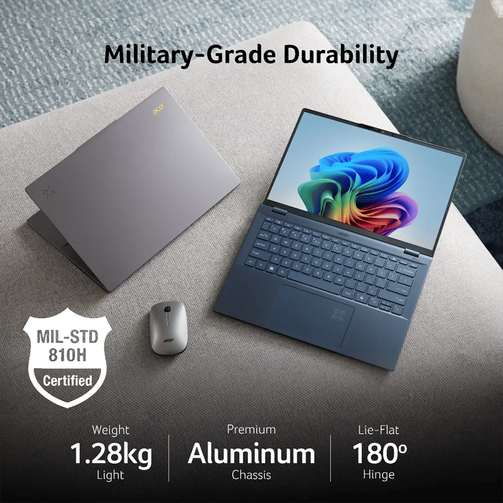 acer Swift 14 AI SF14-51 Intel Core Ultra 7 Thin & Light Laptop (16GB, 1TB SSD, Windows 11 Home, 14 inch OLED WUXGA Display, MS Office, Steam Blue, 1.28 KG)