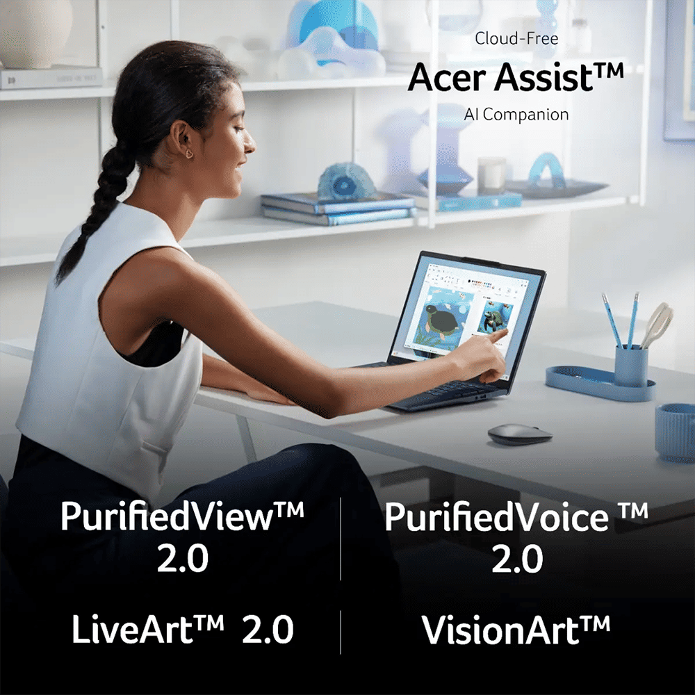 acer Swift 14 AI SF14-51 Intel Core Ultra 7 Thin & Light Laptop (16GB, 1TB SSD, Windows 11 Home, 14 inch OLED WUXGA Display, MS Office, Steam Blue, 1.28 KG)