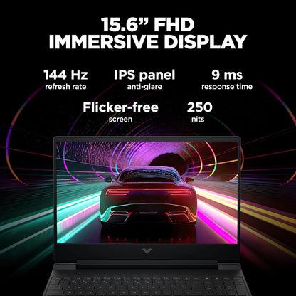HP Victus 15-fb0185AX AMD Ryzen 5-5600H Gaming Laptop (8GB, 512GB SSD, Windows 11 Home, 4GB Graphics, 15.6 inch 144 Hz Full HD IPS Display, AMD Radeon RX 6500M, MS Office & Home 2021, Mica Silver, 2.29 KG)