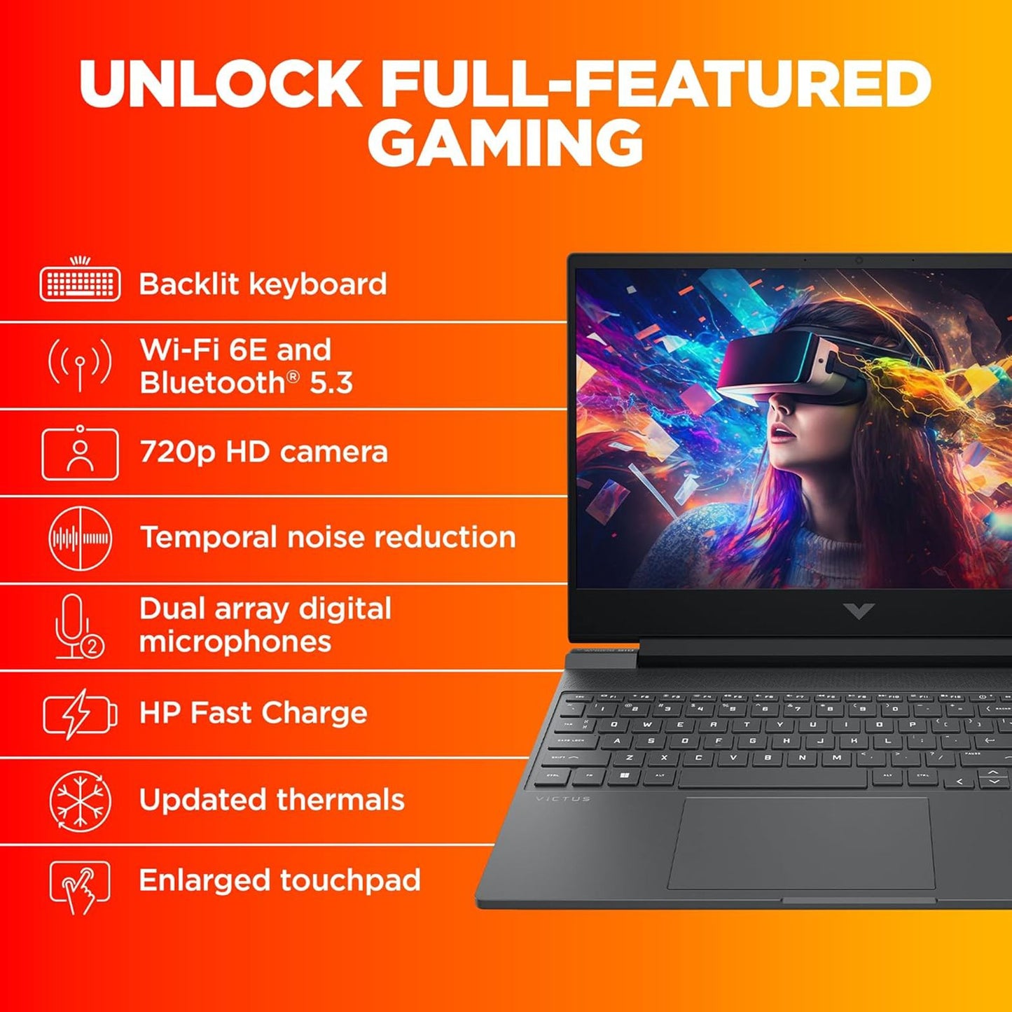 HP Victus 15-fb0185AX AMD Ryzen 5-5600H Gaming Laptop (8GB, 512GB SSD, Windows 11 Home, 4GB Graphics, 15.6 inch 144 Hz Full HD IPS Display, AMD Radeon RX 6500M, MS Office & Home 2021, Mica Silver, 2.29 KG)