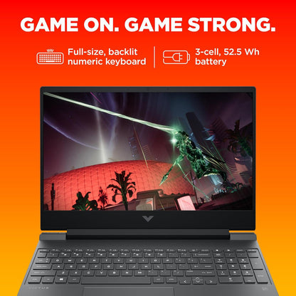 HP Victus 15-fb0185AX AMD Ryzen 5-5600H Gaming Laptop (8GB, 512GB SSD, Windows 11 Home, 4GB Graphics, 15.6 inch 144 Hz Full HD IPS Display, AMD Radeon RX 6500M, MS Office & Home 2021, Mica Silver, 2.29 KG)