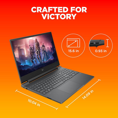 HP Victus 15-fb0185AX AMD Ryzen 5-5600H Gaming Laptop (8GB, 512GB SSD, Windows 11 Home, 4GB Graphics, 15.6 inch 144 Hz Full HD IPS Display, AMD Radeon RX 6500M, MS Office & Home 2021, Mica Silver, 2.29 KG)