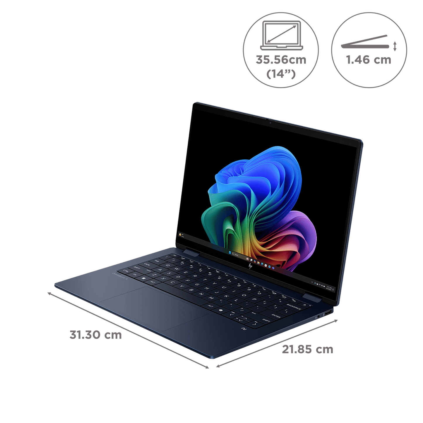 HP OmniBook X Flip Intel Core Ultra 7 Touchscreen Thin & Light Laptop (32GB, 1TB SSD, Windows 11 Home, 14 inch 3K OLED Display, MS Office Home 2024, Atmospheric Blue, 1.38 KG)
