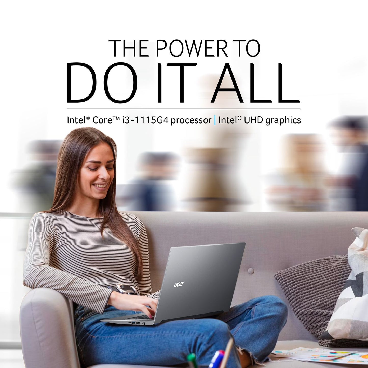 acer Aspire Lite AL15-52 Intel Core i3 12th Gen Thin & Light Laptop (8GB RAM, 512GB SSD, Windows 11 Home, 15.6 inch Full HD Display, MS Office, Steel Gray, 1.59 KG)