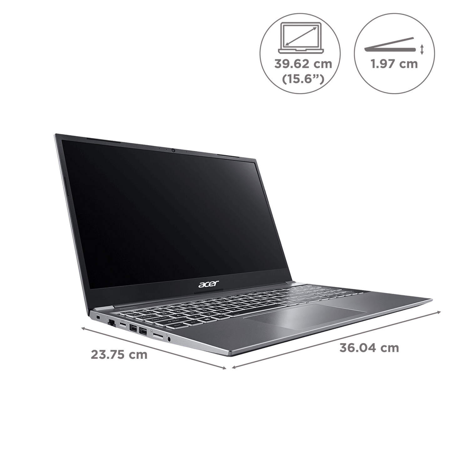 acer Aspire Lite AL15-52 Intel Core i3 12th Gen Thin & Light Laptop (8GB RAM, 512GB SSD, Windows 11 Home, 15.6 inch Full HD Display, MS Office, Steel Gray, 1.59 KG)
