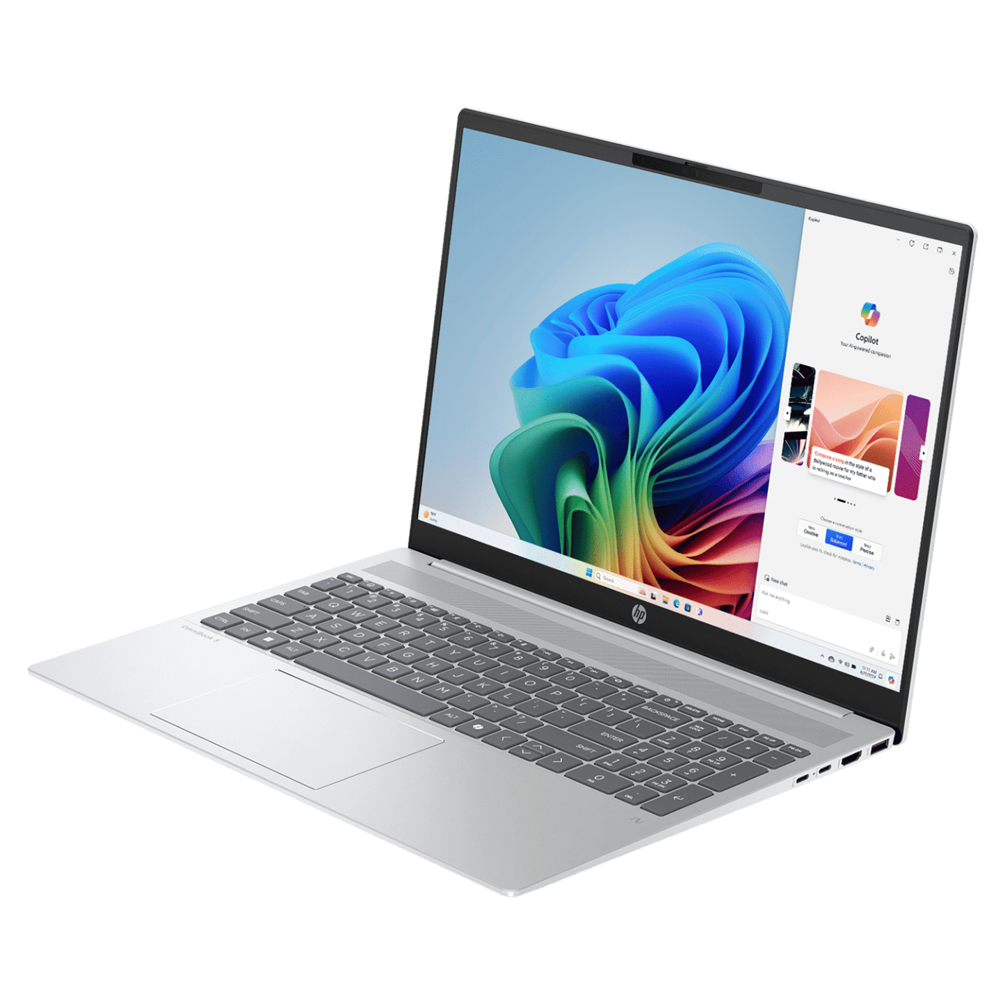 HP OmniBook 5 16-ag1037AU AMD Ryzen AI 5 Thin & Light Laptop (16GB, 512GB SSD, Windows 11 Home, 16 inch 2K IPS Display, MS Office Home 2024, Glacier Silver, 1.79 KG)