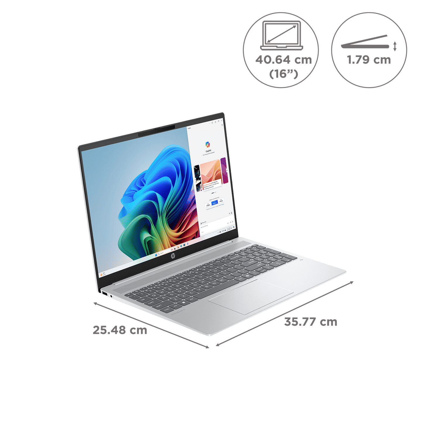 HP OmniBook 5 16-ag1048AU AMD Ryzen AI 7 Touchscreen Thin & Light Laptop (16GB, 512GB SSD, Windows 11 Home, 16 inch 2K IPS Display, MS Office Home 2024, Glacier Silver, 1.79 KG)