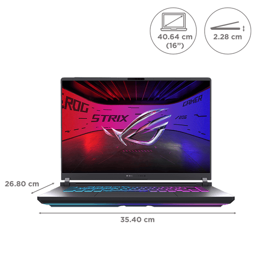 ASUS ROG Strix G16 G615LR-S5190WS Intel Core Ultra 9 Gaming Laptop (32GB, 1TB SSD, Windows 11 Home, 12GB Graphics, 16 inch 240 Hz 2.5K WQXGA Display, NVIDIA GeForce RTX 5070Ti, MS Office Home 2024, Eclipse Gray, 2.65 KG)