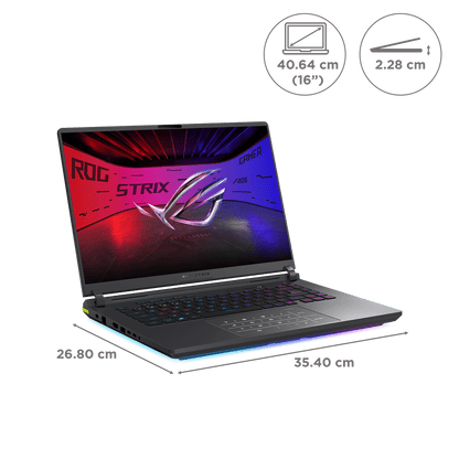 ASUS ROG Strix G16 G615LW-RV148WS Intel Core Ultra 9 Gaming Laptop (32GB, 1TB SSD, Windows 11 Home, 16GB Graphics, 16 inch 165 Hz Full HD Plus WUXGA Display, NVIDIA GeForce RTX 5080, MS Office Home 2024, Eclipse Gray, 2.65 KG)