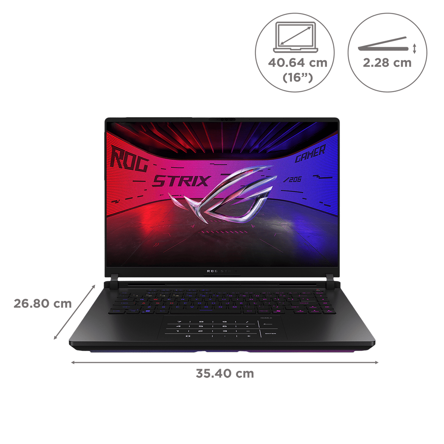 ASUS ROG Strix SCAR 16 G635LW-RW157WS Intel Core Ultra 9 Gaming Laptop (32GB, 2TB SSD, Windows 11 Home, 16GB Graphics, 16 inch 240 Hz 2.5K WQXGA Mini LED Display, NVIDIA GeForce RTX 5080, MS Office Home 2024, Off Black, 2.8 KG)