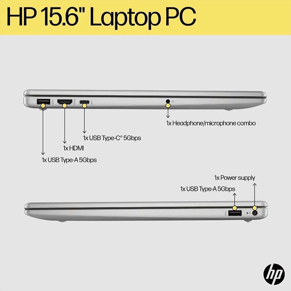 HP 15-fc0154AU AMD Ryzen 3 Thin & Light Laptop (8GB, 512GB SSD, Windows 11 Home, 15.6 inch Full HD Display, MS Office Home, Natural Silver, 1.59 KG)