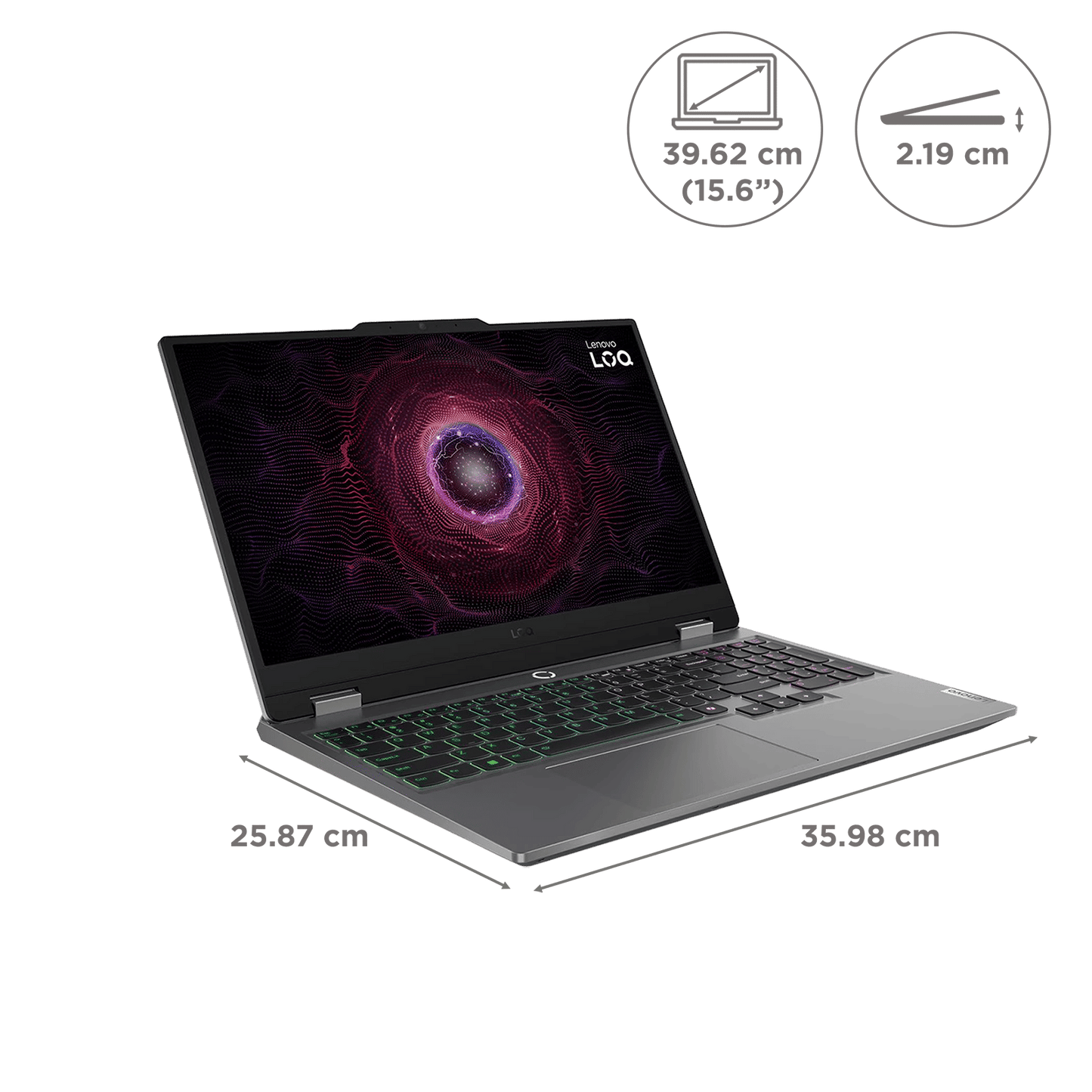 Lenovo LOQ 15ARP9 AMD Ryzen 5 Gaming Laptop (12GB, 512GB SSD, Windows 11 Home, 4GB Graphics, 15.6 inch 144 Hz Full HD IPS Display, NVIDIA GeForce RTX 3050A, MS Office Home 2024, Luna Grey, 2.38 KG)