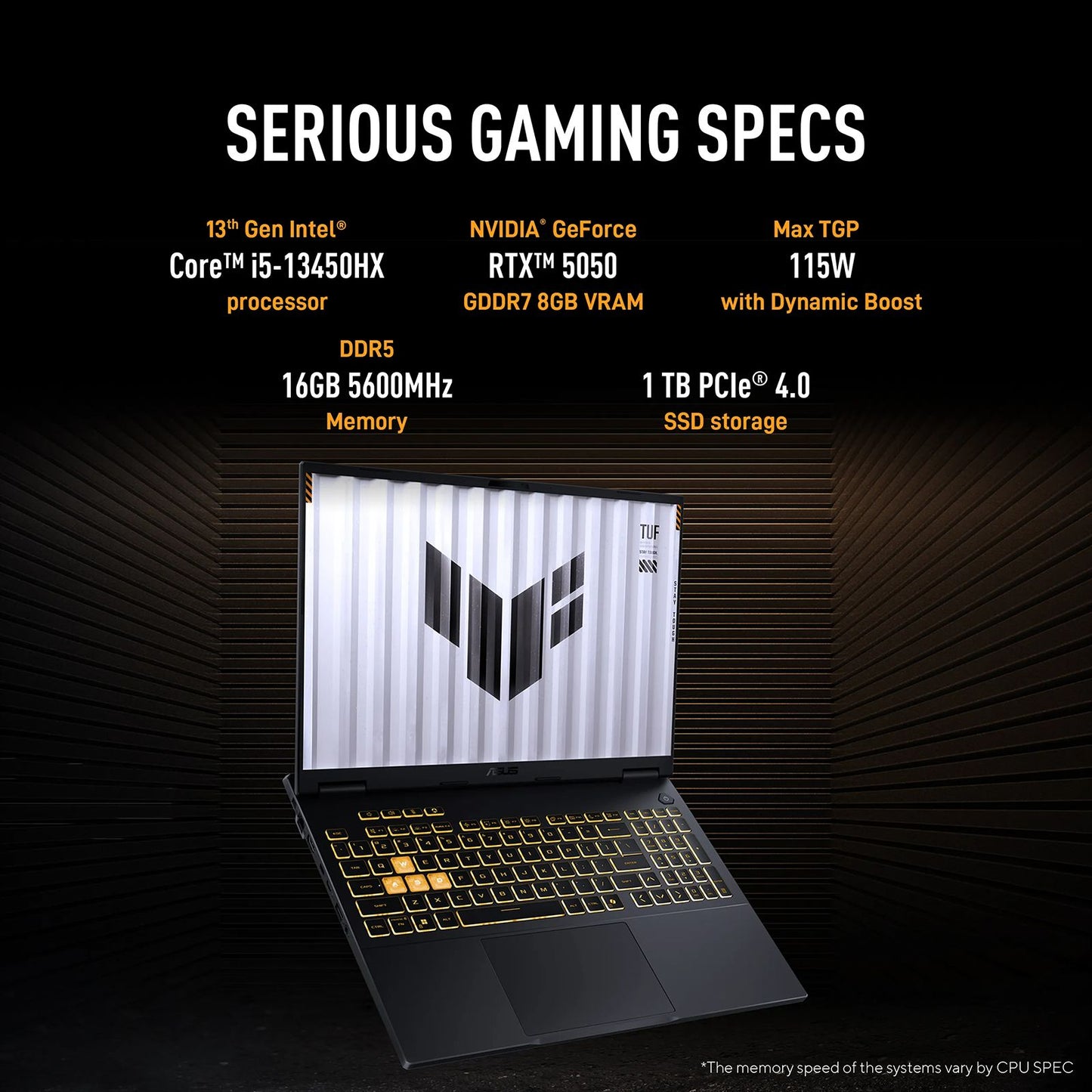 ASUS TUF F16 FX608JH-RV057WS Intel Core i5 13th Gen Gaming Laptop (16GB, 1TB SSD, Windows 11 Home, 8GB Graphics, 16 inch 165 Hz FHD+ WUXGA Display, NVIDIA GeForce RTX 5050, MS Office Home 2024, Jaeger Gray, 2.20 KG)