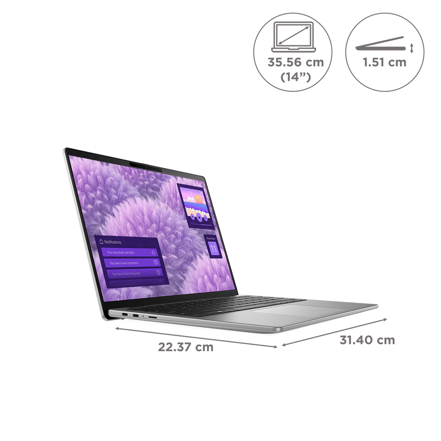 Dell Inspiron Qualcomm Snapdragon X Plus Laptop (16GB, 512GB SSD, Windows 11 Home, 14 inch Full HD IPS Display, MS Office Home & Student 2021, Titan Grey, 1.53 KG)
