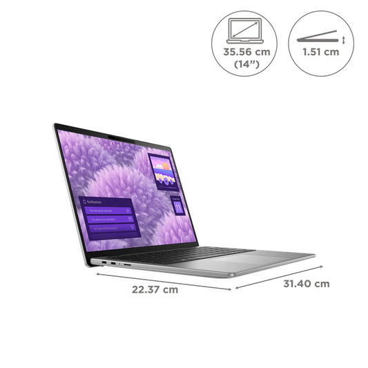 Dell Inspiron Qualcomm Snapdragon X Plus Laptop (16GB, 512GB SSD, Windows 11 Home, 14 inch Full HD IPS Display, MS Office Home & Student 2021, Titan Grey, 1.53 KG)