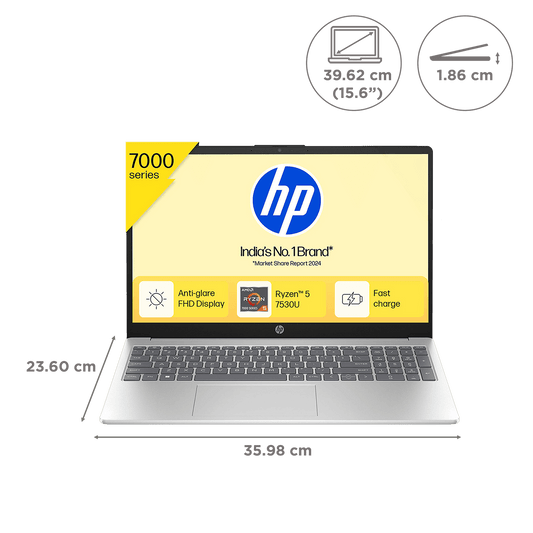 HP 15-fc0389AU AMD Ryzen 5 Thin & Light Laptop (16GB, 512GB SSD, Windows 11 Home, 15.6 inch Full HD Display, Natural Silver, 1.59 KG)