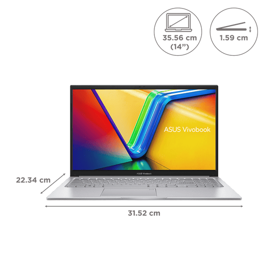 ASUS Vivobook S14 S3407CA-LY060WS Intel Core Ultra 5 Thin & Light Laptop (16GB, 512GB SSD, Windows 11, 14 inch WUXGA IPS Display, MS Office 2024, Cool Silver, 1.40 KG)