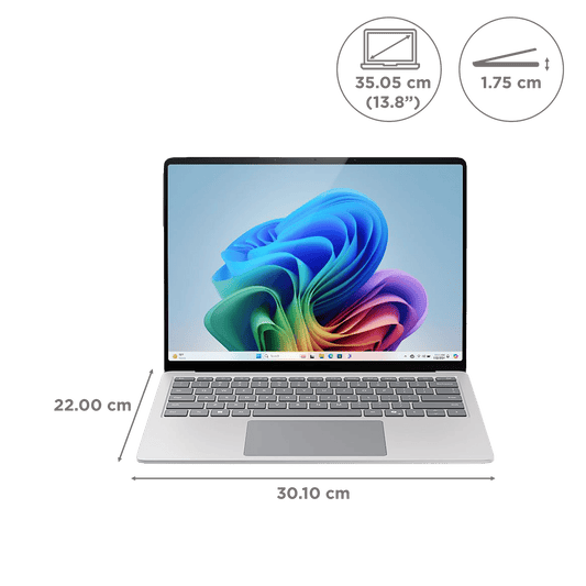 Microsoft Surface 7th Edition Snapdragon X Plus Touchscreen Ultra Thin Laptop (16GB, 512GB SSD, Windows 11 Home, 13.8 inch LCD Display, Platinum, 1.34 KG)