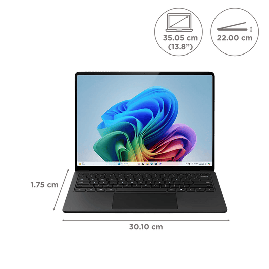 Microsoft Surface 7th Edition Snapdragon X Plus Touchscreen Ultra Thin Laptop (16GB, 512GB SSD, Windows 11 Home, 13.8 inch LCD Display, Black, 1.34 KG)