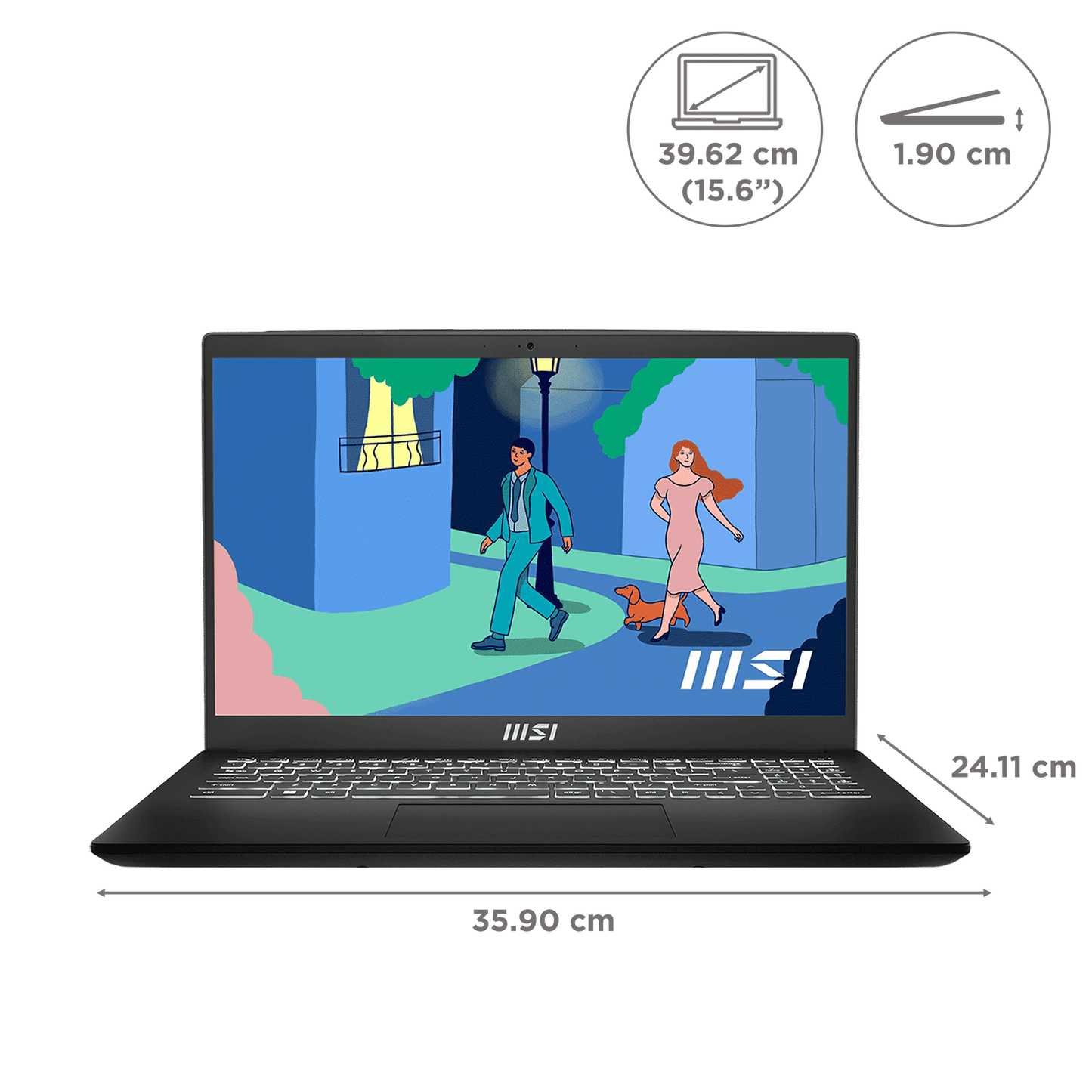 MSI Modern 15 B7M-479IN AMD Ryzen 7 Thin & Light Laptop (16GB, 512GB SSD, Windows 11 Home, 15.6 inch Full HD Display, MS Office Home, Classic Black, 1.75 KG)