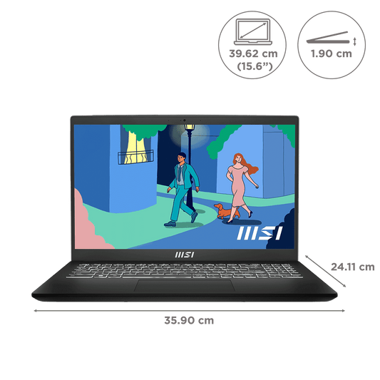 MSI Modern 15 B7M-479IN AMD Ryzen 7 Thin & Light Laptop (16GB, 512GB SSD, Windows 11 Home, 15.6 inch Full HD Display, MS Office Home, Classic Black, 1.75 KG)
