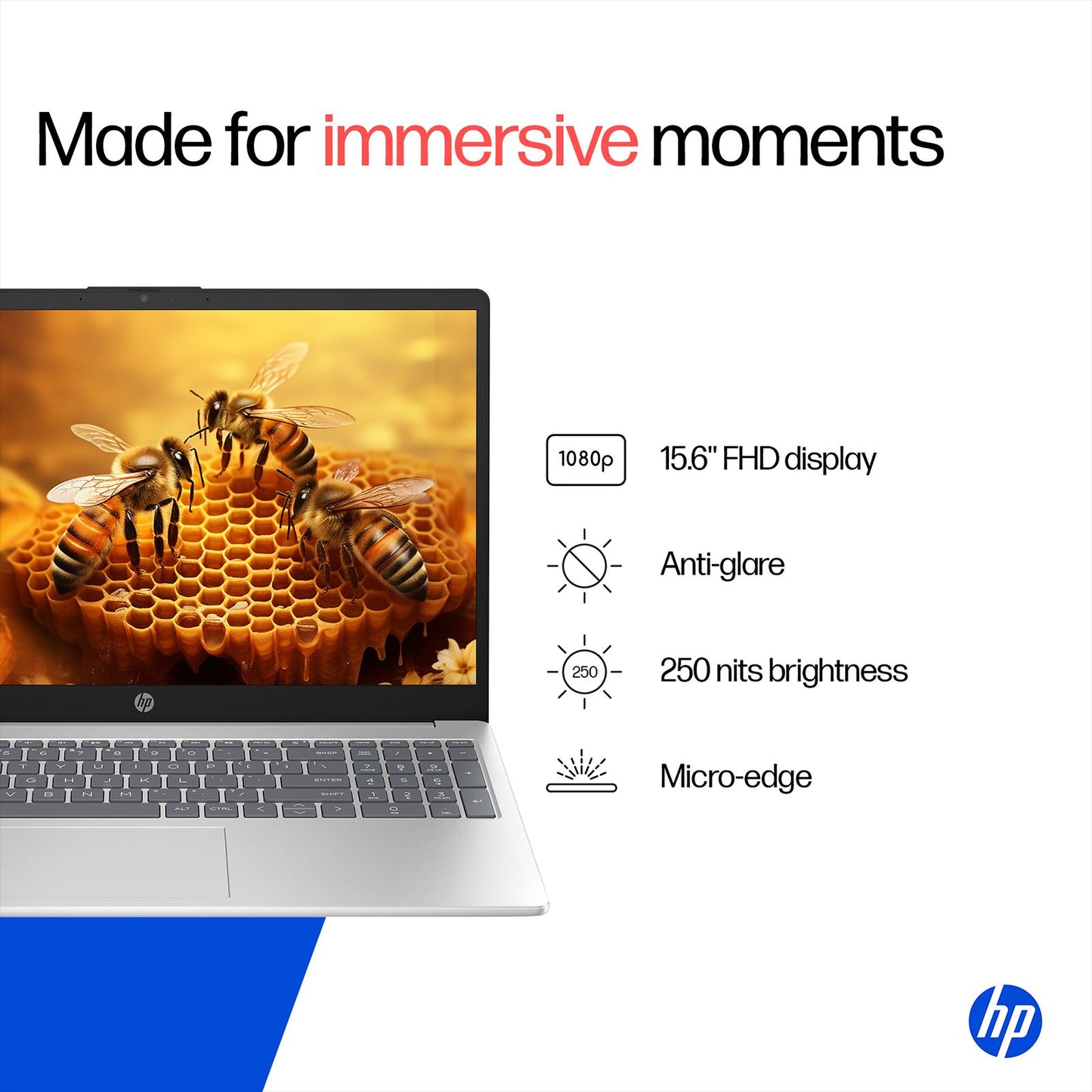 HP 15-fd0664TU Intel Core 5 Thin & Light Laptop (16GB, 512GB SSD, Windows 11 Home, 15.6 inch Full HD Display, MS Office Home 2024, Natural Silver, 1.59 KG)