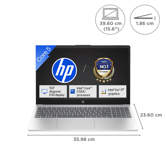 HP 15-fd0664TU Intel Core 5 Thin & Light Laptop (16GB, 512GB SSD, Windows 11 Home, 15.6 inch Full HD Display, MS Office Home 2024, Natural Silver, 1.59 KG)