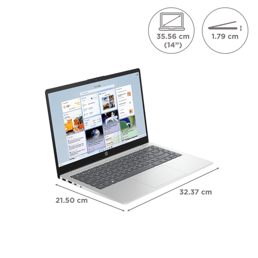HP 14-gr1028TU Intel Core Ultra 7 Thin & Light Laptop (16GB, 512GB SSD, Windows 11 Home, 14 inch Full HD Display, Natural Silver, 1.4 KG)