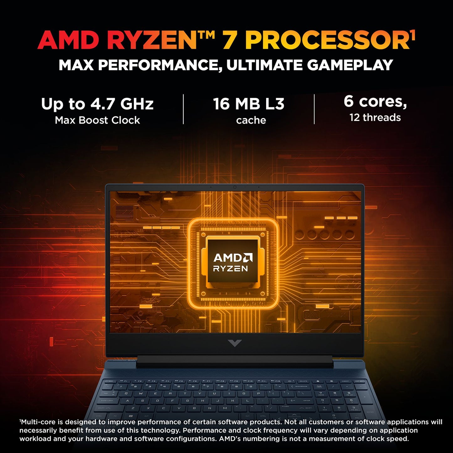 HP Victus 15-fb3162AX AMD Ryzen 7 Gaming Laptop (16GB, 1TB SSD, Windows 11 Home, 6GB Graphics, 15.6 inch 144 Hz Full HD IPS Display, NVIDIA GeForce RTX 4050, Performance Blue, 2.29 KG)