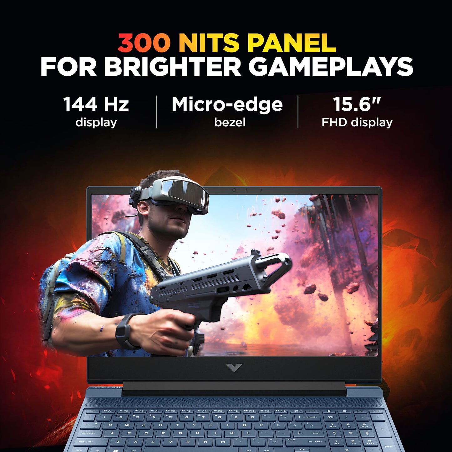HP Victus 15-fb3162AX AMD Ryzen 7 Gaming Laptop (16GB, 1TB SSD, Windows 11 Home, 6GB Graphics, 15.6 inch 144 Hz Full HD IPS Display, NVIDIA GeForce RTX 4050, Performance Blue, 2.29 KG)
