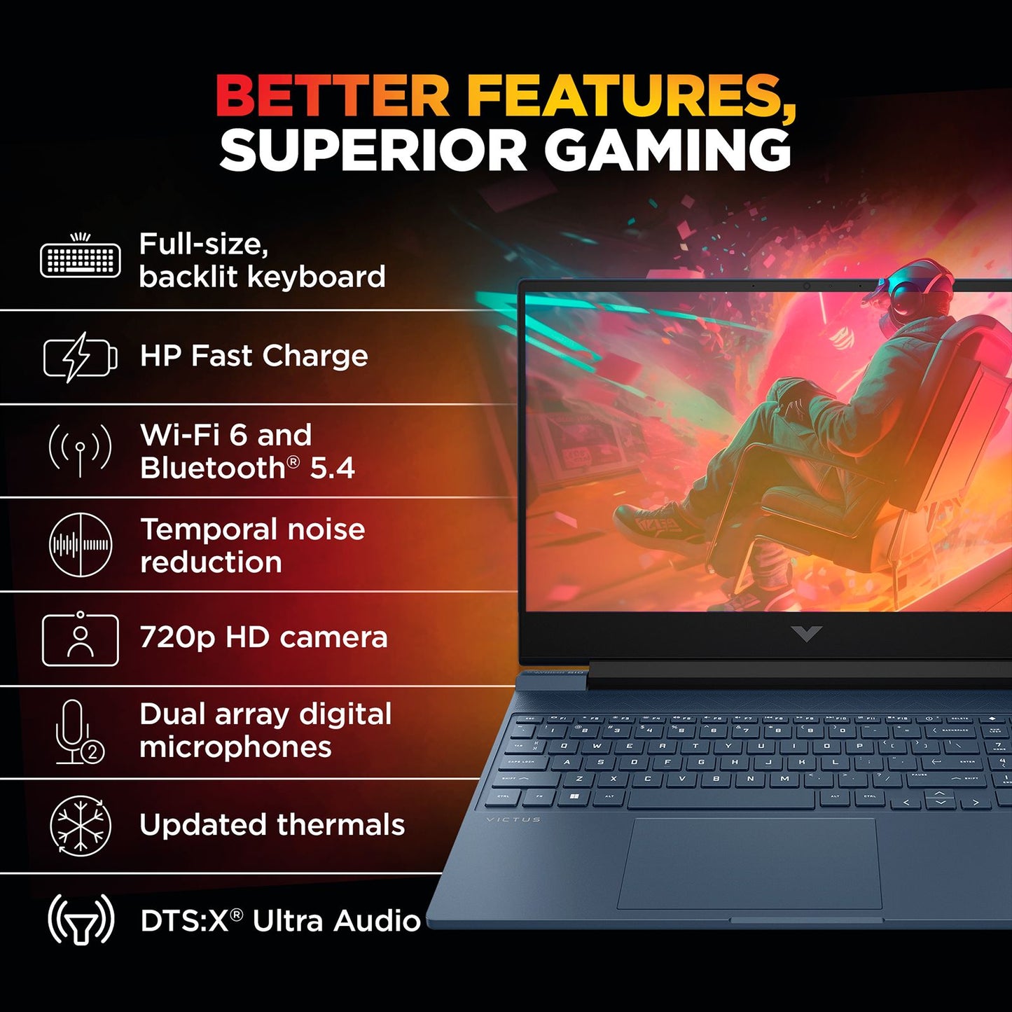 HP Victus 15-fb3162AX AMD Ryzen 7 Gaming Laptop (16GB, 1TB SSD, Windows 11 Home, 6GB Graphics, 15.6 inch 144 Hz Full HD IPS Display, NVIDIA GeForce RTX 4050, Performance Blue, 2.29 KG)
