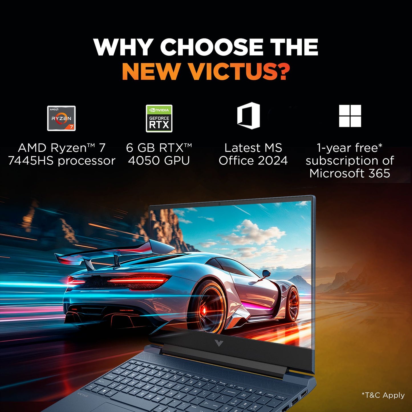 HP Victus 15-fb3162AX AMD Ryzen 7 Gaming Laptop (16GB, 1TB SSD, Windows 11 Home, 6GB Graphics, 15.6 inch 144 Hz Full HD IPS Display, NVIDIA GeForce RTX 4050, Performance Blue, 2.29 KG)