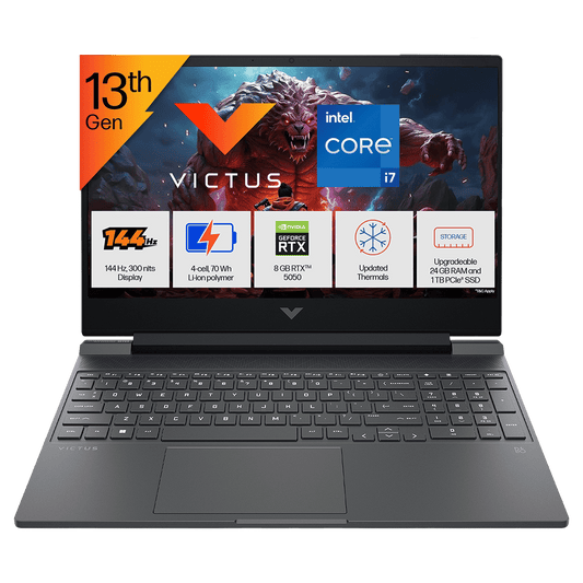 HP Victus 15-fa2309TX Intel Core i7 13th Gen Gaming Laptop (24GB, 1TB SSD, Windows 11 Home, 8GB Graphics, 15.6 Inch 144 Hz Full HD IPS Display, NVIDIA GeForce RTX 5050, MS Office Home 2024, Mica Silver, 2.29 KG)