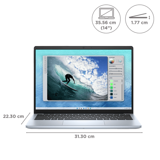 Dell Inspiron 14 5440 Intel Core i3 13th Gen Thin & Light Laptop (8GB, 512GB SSD, Windows 11, 14 inch FHD+ WVA Display, MS Office 2021, Ice Blue, 1.53 KG)