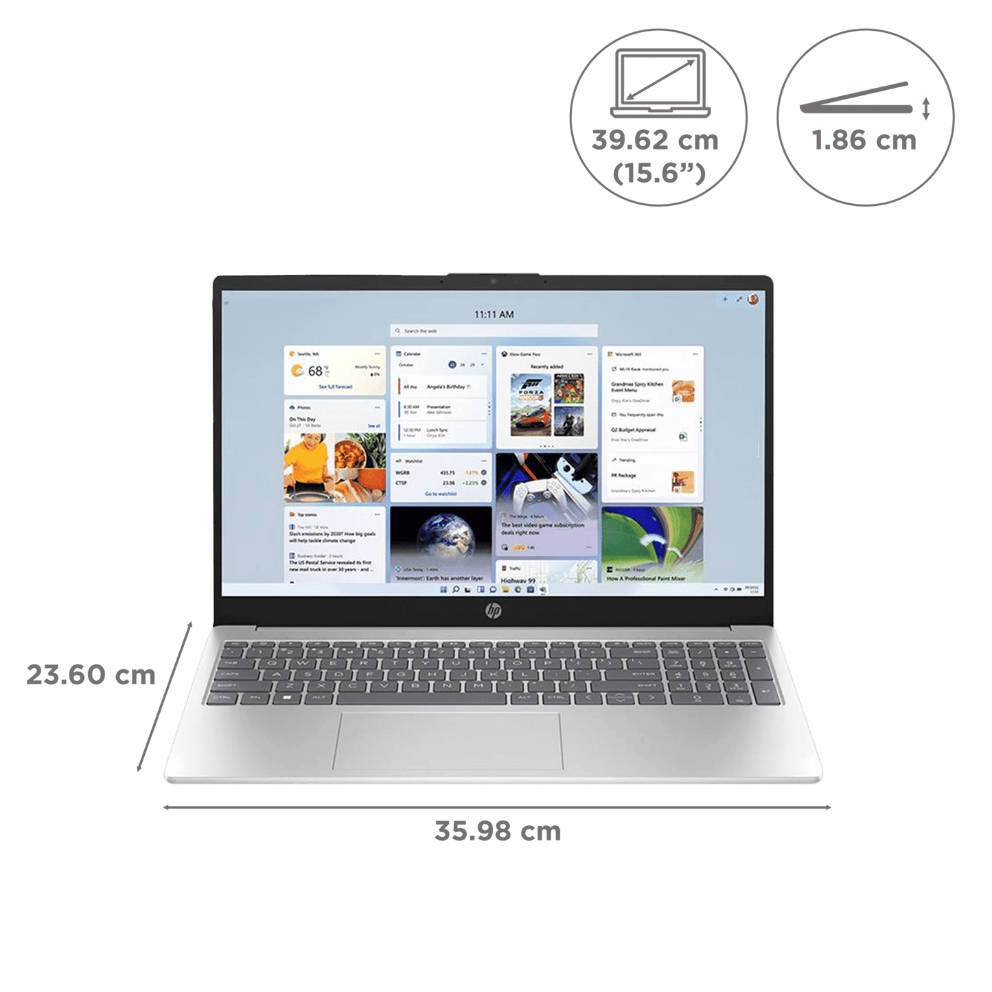 HP 15-fc0552AU AMD Ryzen 3 Thin & Light Laptop (8GB, 512GB SSD, Windows 11 Home, 15.6 inch Full HD Display, Natural Silver, 1.59 KG)