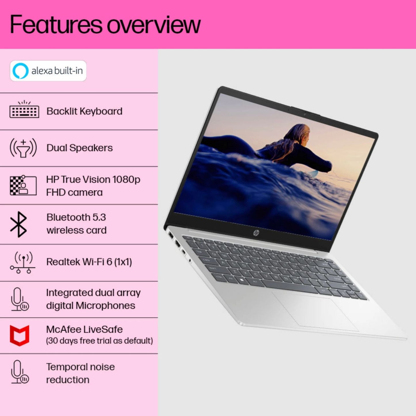 HP 14-em0243AU AMD Ryzen 3 Thin & Light Laptop (8GB, 512GB SSD, Windows 11 Home, 14 inch Full HD Display, Natural Silver, 1.40 KG)