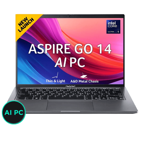 Acer Aspire Go 14 Intel Core Ultra 5 Thin & Light Laptop (16GB, 512GB SSD, Windows 11 Home, 14 inch WUXGA IPS Display, MS Office, Steel Gray, 1.5 KG)
