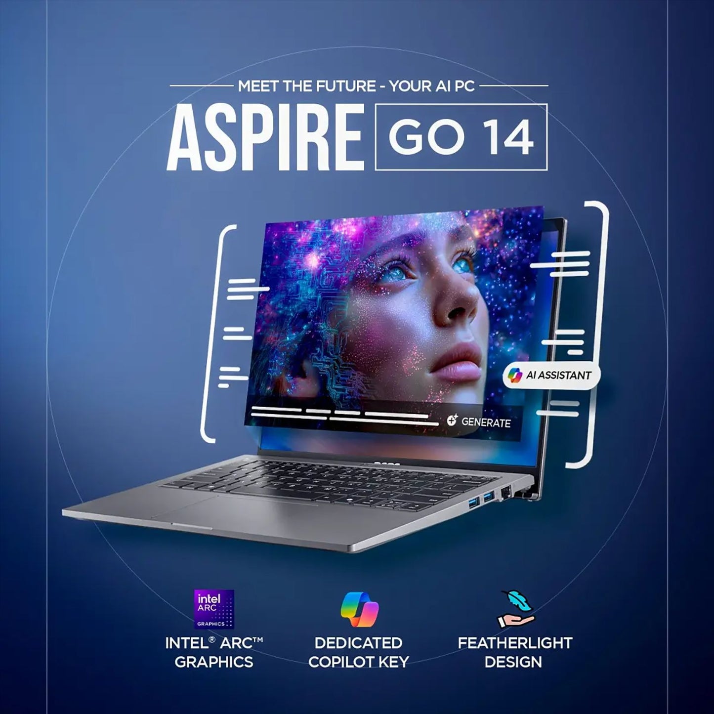 Acer Aspire Go 14 Intel Core Ultra 5 Thin & Light Laptop (16GB, 512GB SSD, Windows 11 Home, 14 inch WUXGA IPS Display, MS Office, Steel Gray, 1.5 KG)