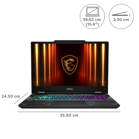 MSI Cyborg 15 B2RWFKG-246IN Intel Core 7 Gaming Laptop (16GB, 1TB SSD, Windows 11 Home, 8GB Graphics, 15.6 inch 144 Hz Full HD Display, NVIDIA GeForce RTX 5060, MS Office Home 2024, Translucent Black, 1.95 KG)