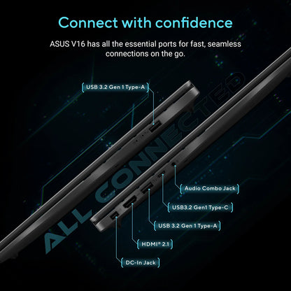 ASUS V16 V3607VU-RP550WS Intel Core 5 Gaming Laptop (16GB, 512GB SSD, Windows 11 Home, 6GB Graphics, 16 inch 144 Hz WUXGA IPS Display, NVIDIA GeForce RTX 4050, MS Office Home 2024, Black, 1.95 KG)