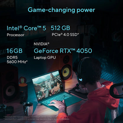 ASUS V16 V3607VU-RP550WS Intel Core 5 Gaming Laptop (16GB, 512GB SSD, Windows 11 Home, 6GB Graphics, 16 inch 144 Hz WUXGA IPS Display, NVIDIA GeForce RTX 4050, MS Office Home 2024, Black, 1.95 KG)