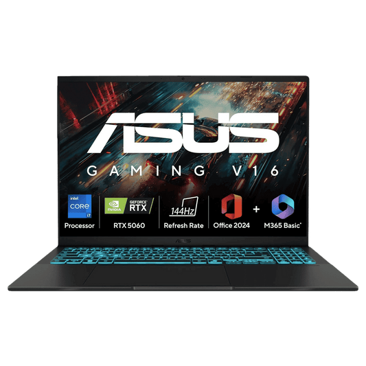 ASUS V16 V3607VM-RP057WS Intel Core 7 Gaming Laptop (16GB, 512GB SSD, Windows 11 Home, 8GB Graphics, 16 inch 144 Hz WUXGA Display, NVIDIA GeForce RTX 5060, MS Office Home 2024, Black, 1.95 KG)