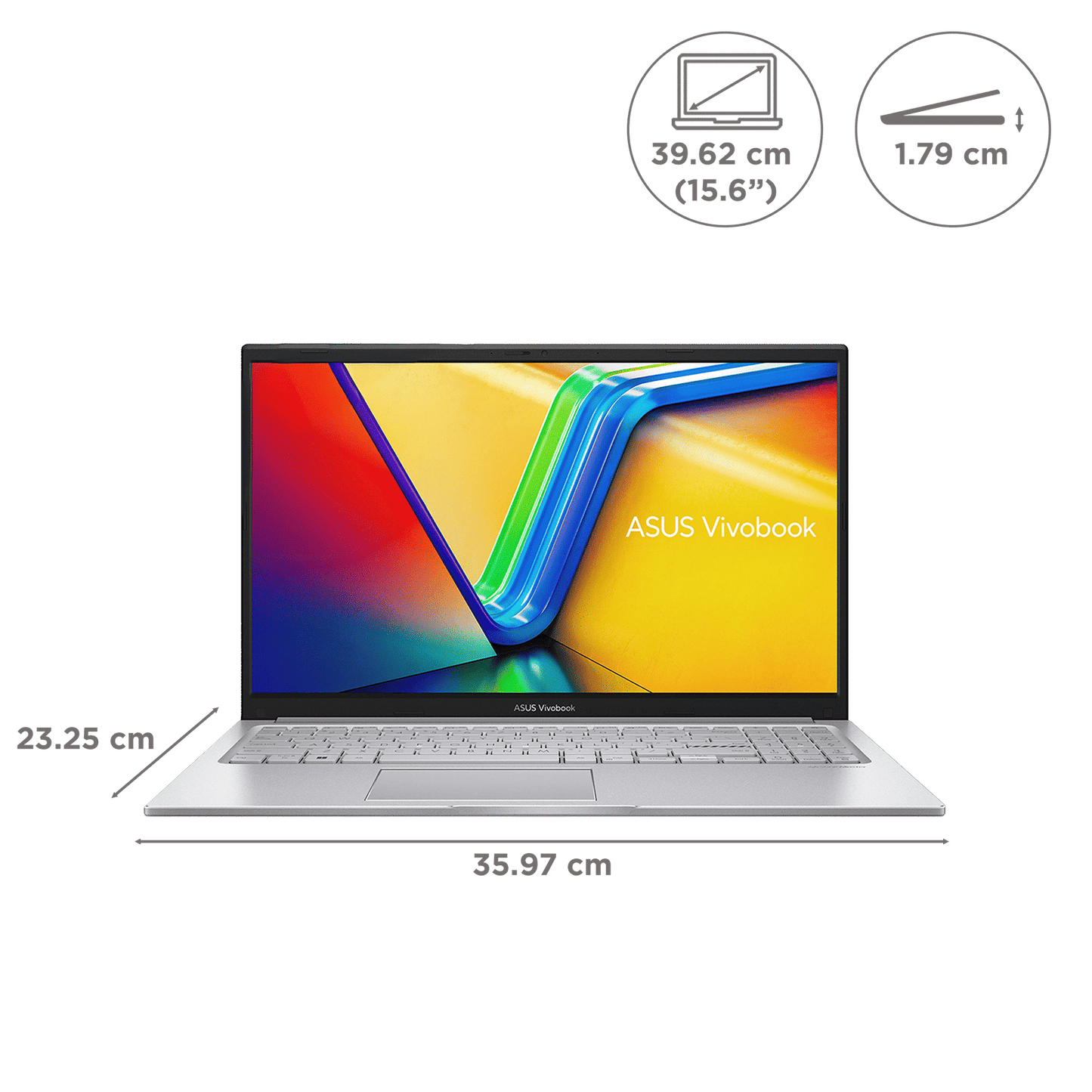 ASUS Vivobook 15 X1504VA-NJ2324WS Intel Core i3 13th Gen Thin & Light Laptop (16GB, 512GB SSD, Windows 11 Home, 15.6 inch Full HD Display, MS Office Home 2024, Cool Silver, 1.70 KG)